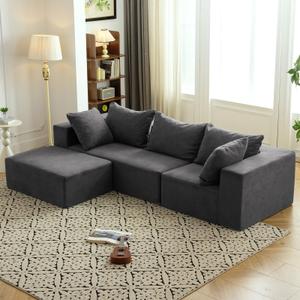 Vamcheer Modular Sectional Sofa - Modern L Shaped Boneless Couch with Deep Seat, Upholstered Sectional Couches for Living Room, Bedroom, Office, No Assembly Required, Gray  (108"x66.9"x22")