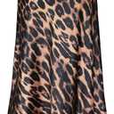 Women's Satin High Waist Hidden Elasticized Waistband Flared Casual A Line Midi Skirt (Cheetah Print, Small) (Brown, S)