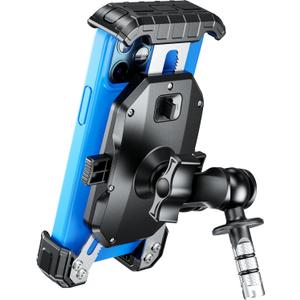 Kewig Motorcycle Fork Stem Phone Mount, with Cap Anti-Theft Short Arm Motorcycle Phone Holder, [1s Lock & Release] Fits for Fork Stem 12-25.4mm in Diameter, for 5.5-7.2" Cellphones