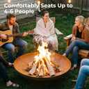 KOL Fire Pit for Outside Wood Burning, 27.5 Inch Round Firepit Bowl Outdoor and Patio, Heavy-Duty Steel Bonfire Pit Oxidized Finish, Free-Standing, Camping Backyard Terrace