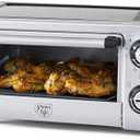 GreenLife Countertop Toaster Oven Air Fryer Stainless Steel, Healthy Ceramic Nonstick, PFAS and PFOA-Free, Tray & Basket, Bake, Broil, Reheat, Adjustable Temp & Time Control, Auto Shutoff, Black