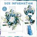 6 Pcs Small Blue Daisy Flower Hanging Wreaths for Cabinets with White Floral Eucalyptus Leaves Lavender Artificial Grains Mini Candle Rings Wreath for Home Front Door Farmhouse Coastal Blue Porch