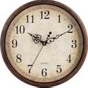 Bernhard Products Vintage Brown Wall Clock Silent Non Ticking 12 Inch Quality Quartz Battery Operated Round Decorative Easy to Read for Home Kitchen Living/Dining Room Bedroom Office Classroom School