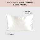 Kitsch Satin Pillowcase with Zipper for Hair & Skin, Softer Than Silk Pillow Cases Queen Size Set of 2, Wrinkle-Free, Smooth and Cooling Satin Pillow Covers, Standard Size 19"x26" - Ivory, 2pcs