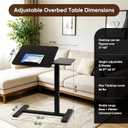 Adjustable Overbed Table with Wheels, Rolling Laptop Table for Bed & Sofa, 26.18"-42.12"