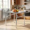 Portable Stainless Steel Metal Folding Table 31.5"x31.5" No-Assembly | Heavy Duty Kitchen Prep Table Square Stainless Steel Work Table for Kitchen Garage,Workshop,Outdoor BBQ, 31.5 x 31.5 x 29.5 inches