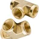Legines Brass Pipe Fitting, Forged Tee, 3/8" NPT Female x 3/8" NPT Female x 3/8" NPT Female (2 pcs)