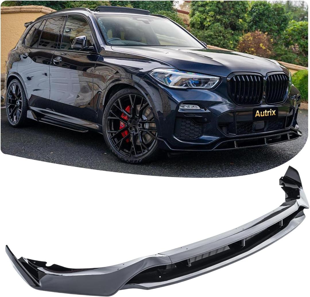Front Bumper Lip Compatible with 2019-23 BMW X5 G05 M Sport Package | Front Lip Splitter Spoiler Fits M Sport Package Only GT-Style Protector Air Dam Body Kit Exterior Accessories Glossy Black