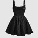 BEAUDRM Women's Plus Size Dresses Cocktail Spring Summer Wedding Guest Dress Jacquard Mini Short Sundresses Brunch Outfits (Black, XXL)