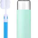 20 Oz Borosilicate Glass Water Bottles with Silicone Sleeve BPA Free, Dishwasher Safe - Reusable Clear Glass Drinking with Leak Proof Bamboo Lid | Perfect Gym Water Bottles for Men & Women, Purist Blue
