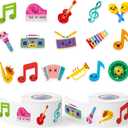 OSNIE Cute Music Sticker Rolls - 1000Pcs Music Notes Guitar Piano Microphone Stickers for Kid Adult, Cartoon Waterproof Self-Adhesive Decorative Decals for School Rewards Laptop Skateboard Home Decor