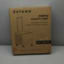 Folding Utility Cart Portable Rolling Crate Handcart Foldable Shopping Trolley Collapsible, with Lid, on Wheels, for Grocery, Garden, Office, Storage, Teacher, Tool (Purple)