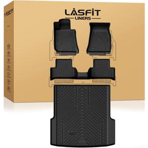 LASFIT Floor Mats&Trunk Mat Fit for BMW i4 2022 2023 2024 2025 M50/eDrive40/eDrive35/xDrive40, All Weather TPE Custom Fit 1st&2nd Row Full Set Car Mats & Cargo Liner, Black