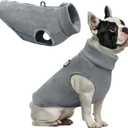 Idepet Dog Fleece Vest Sweater Zip Up Warm Pullover Dogs Jacket with D-Ring Leash Winter Cold Weater Coat Pet Sweatershirt Clothes Hoodie for Small Medium Dogs Boy Girl (Gray, S)