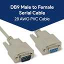 25 Foot DB9 Male to Female RS232 Extension Serial Cable - 28 AWG Shielded