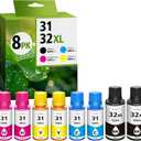 31 32XL Ink Bottle Set, Smart Tank 651 7602 5101 6001 Ink Refill Compatible with HP 31 Ink 32XL Black Ink Bottle Set for Smart Tank 5101 7602 7301 5000 651 5103 6001 7001 7302 5102 7002 7006 (8 Pack)
