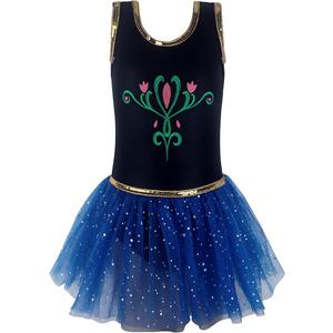 EQSJIU Ballet Leotard for Girls Dance Gymnastics Toddler Sparkly Dance Dresses Outfits Tutu Skirted Leotard Kids 1-10 Years (6-7 Years, Black)