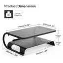 suptek Double-Deck Desk Monitor Stand Riser for Computer,Laptop,Printer, Notebook and All Flat Screen Display with Vented Metal Platform and 4 Inches Height Underneath Storage (MST002)