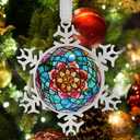 XUTAI Abstract Flower Snowflakes Christmas Ornaments Snowflake Ornament Christmas Tree Ornaments Christmas Metal Glass Holidays Hanging Ornaments Decor