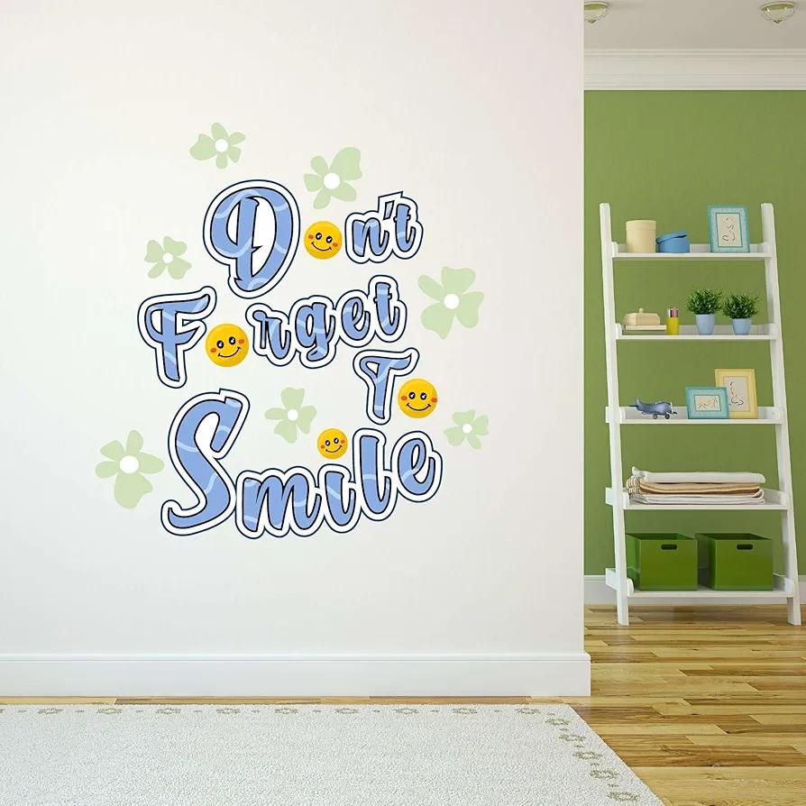Design With Vinyl Danish Pastel Wall Decal Don't Forget to Smile Typography with Cute Smiley Face Removable - Size: 9 in x 10 in