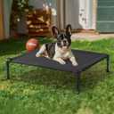 Veehoo Outdoor Elevated Dog Cot Bed, Cooling Raised Pet Bed for Medium Dogs, Washable Breathable Mesh Hammock Bed with No-Slip Feet, Indestructible Ground Off Training Platform Cot-32"x25" Black