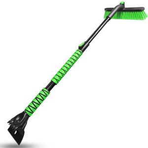 HEEYA 44 Inch Snow Brush for SUV, Ice Scraper for Car Windshield Window, Extendable Snow Scraper and Brush with Comfortable Foam Grip for Truck Vehicle Automobile - Green
