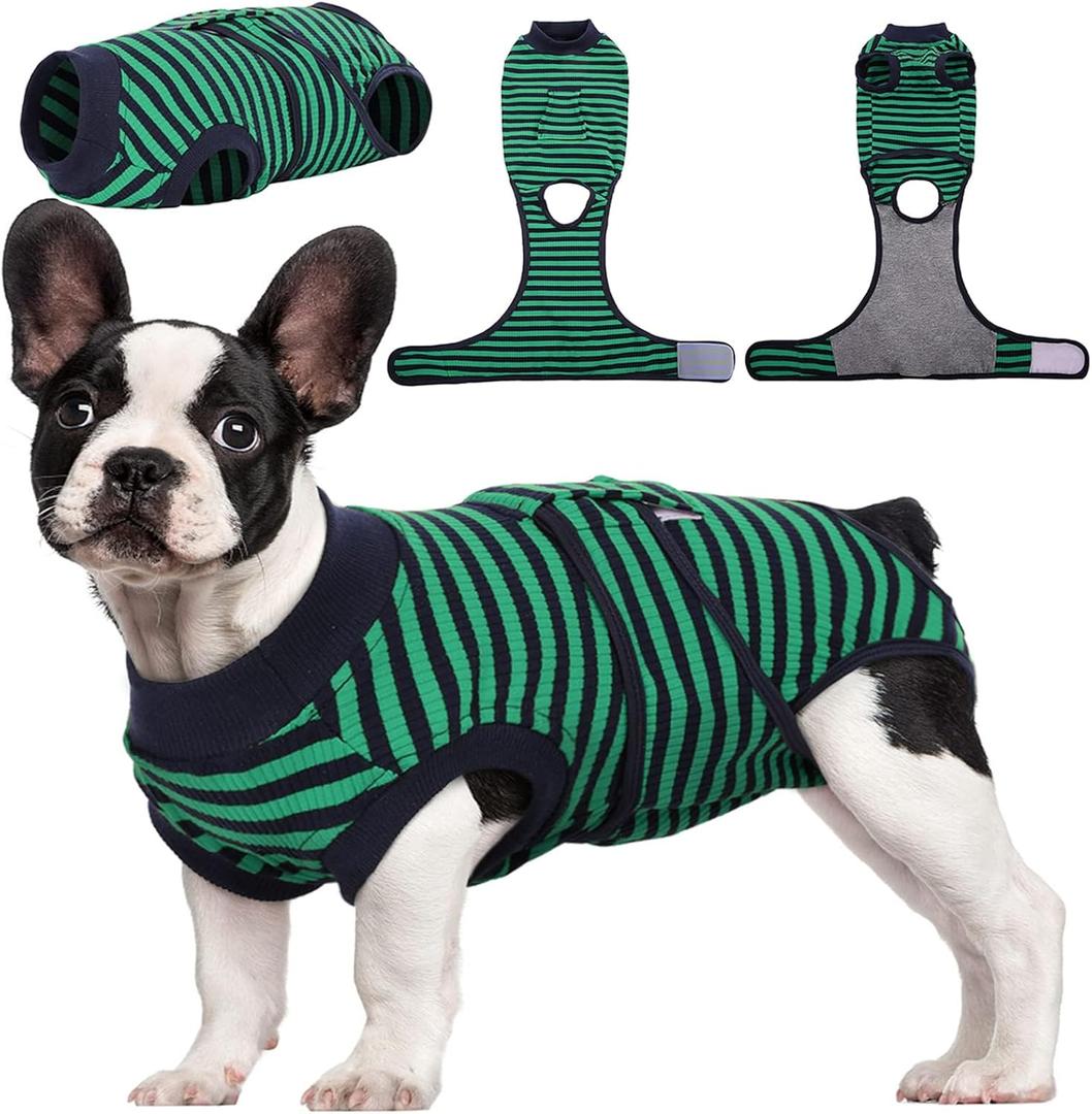 Kuoser Recovery Suit for Dogs Cats After Surgery, Professional Pet Recovery Shirt Dog Abdominal Wounds Bandages, Substitute E-Collar & Cone,Prevent Licking Dog Onesies Pet Surgery Recovery Suit (S (Back:11.4-13.4'', Weight:7-15 LB))