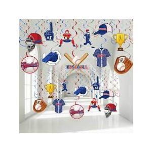 Clabby 51 Pieces Baseball Party Decorations, Sports Theme Party Hanging Swirl Decor for Kids Adults Baseball Birthday Baby Shower Supplies