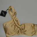 ZAFUL Women's One Shoulder Bikini Top Twisted Ruched Padded Bandeau Bikini Top Swimsuit Bathing Suits Top Small