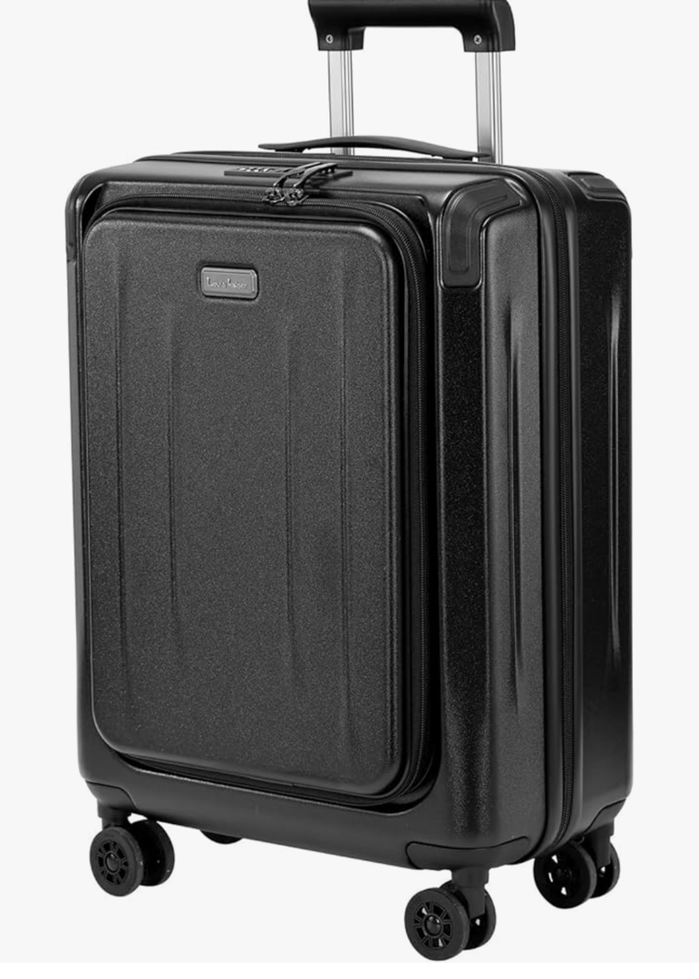 Carry On Luggage, 20 Inch Top Opening Aluminum Frame Lightweight Airline Approved ABS+PC Hard Shell Suitcases with Silent Wheels, TSA Lock, Front Pocket & Wet-dry Separated Six-piece Set (20IN, Black