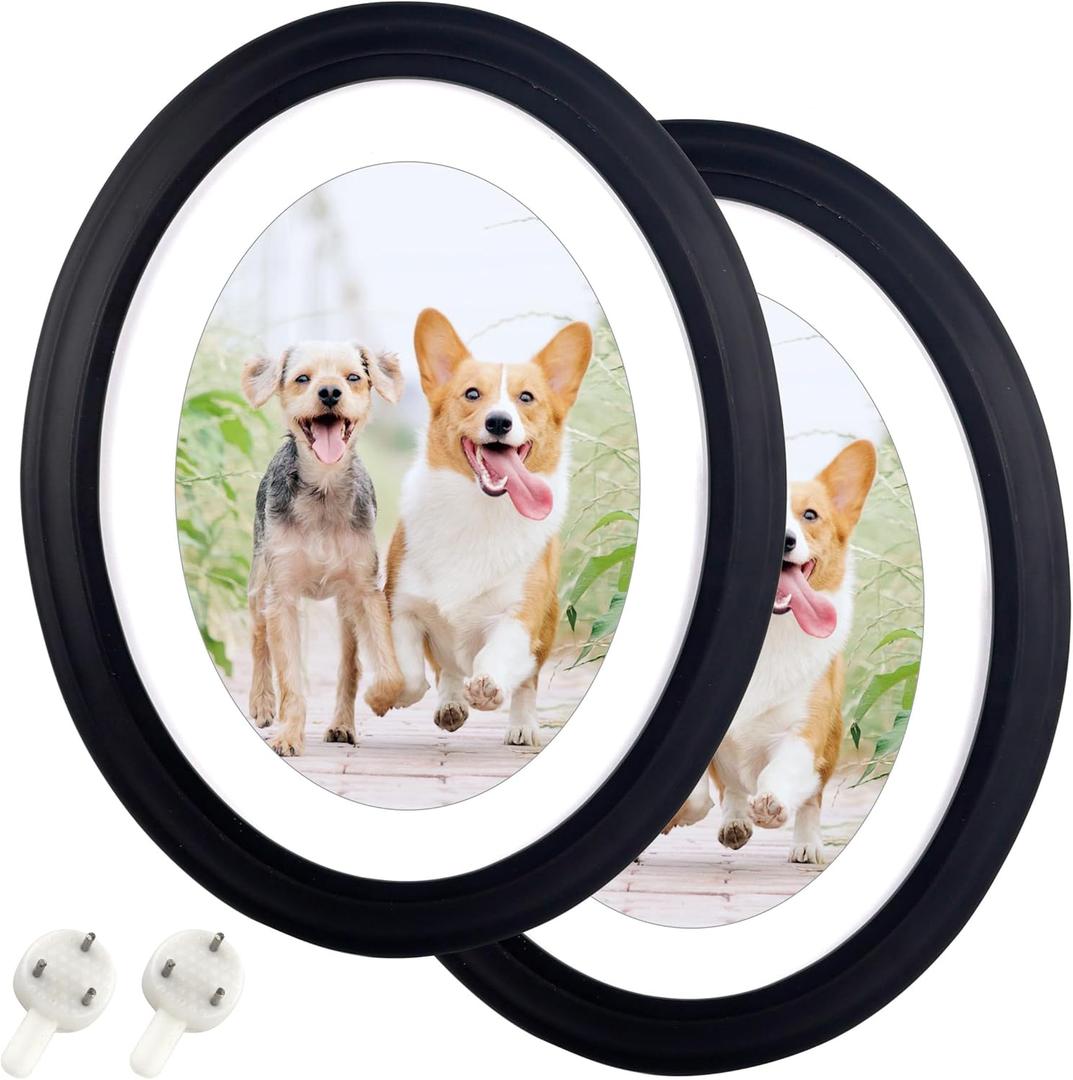 2PCS Oval Frame 8x10 Inch Picture, 8 by 10 Black Photo for Wall With Mounting Screws and Hooks, Vintage Oval