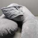 Momcozy Pregnancy Pillow, Original F Shaped Maternity Pillow for Pregnant Women with Adjustable Wedge Pillow, Full Body Support Pregnancy Pillows for Side Sleeping with Velvet Cover, Grey