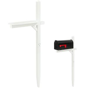 Colingmill 55" Wooden Mailbox Post Stand for Outside Yard Driveway, White