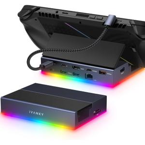 iVANKY 14-in-1 RGB 4K@144Hz Docking Station for Steam Deck OLED/ROG Xbox Ally X/Lenovo Legion Go S, Foldable Dock with HDMI Gigabit Ethernet 10Gbps USB 3.2, SD/TF Slots, 1Gbps Ethernet, 100W Charge