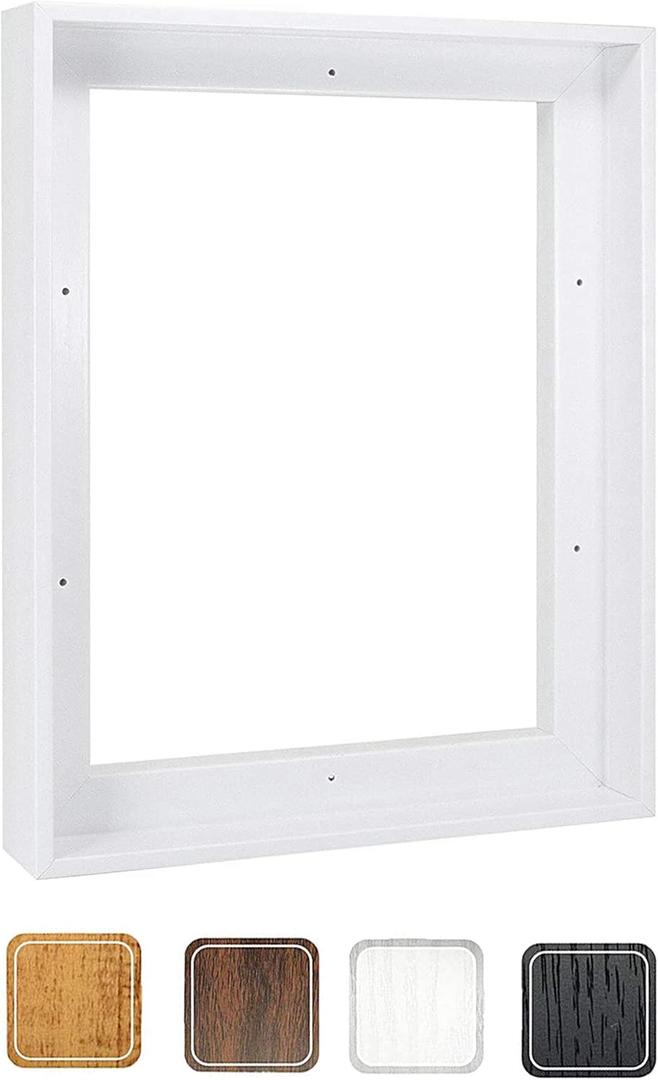 Canvas Floating Frame, Picture Wall Art Painting Frame for Finished Canvas Painting 1-1/4 Deep Picture Art Wall Decor. (White, 12x24)
