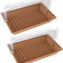 2 Sets Bread Basket, Bread Display Basket, Fruit Basket, Tabletop Food Serving Basket, with Acrylic Lids and Kitchen Serving Tongs for Vegetable, Restaurant, Display, Kitchen, Party (Coffee)