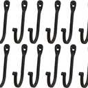 Early American Single Prong Wrought Iron Hooks, Set of 12 - Rustic Curved Metal Fasteners - Decorative Colonial Wall Dcor