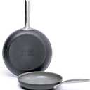 GreenPan Chatham Hard Anodized Healthy Ceramic Nonstick 8" and 10" Frying Pan Skillet Set, Omelette and Egg Pan, PFAS-Free, Dishwasher Safe, Oven Safe, Gray