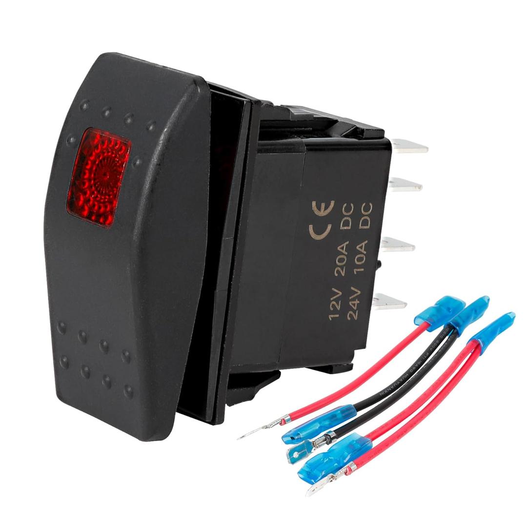308-1062 Rocker Switch 5 Pin ON-Off-ON Remote Start Switch Compatible with Onan for Cummins Generator, Lighted with Indicator Light, with 5-Pin Line (instantaneous)