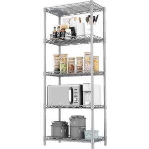 HOMEFORT 5-Tier Wire Shelving 5 Shelves Unit Metal Storage Rack Durable Organizer Perfect for Pantry Closet Kitchen Laundry Organization in Grey