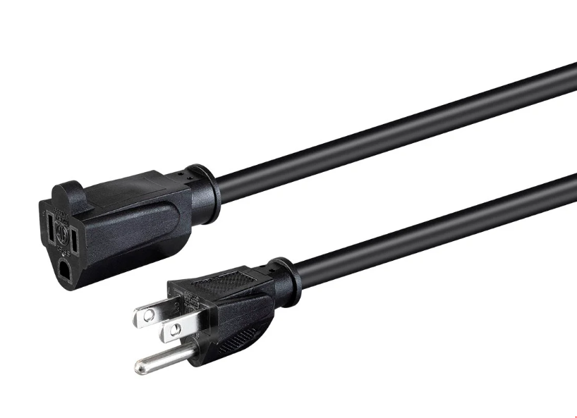 Black Extension Cord 10 Feet 3 Prong Extension Cords Thin for Outdoor Use Indoor Use with Single Outlet - Ideal for Holiday Lights, Lamps, Cameras, Appliance (1 Pack)