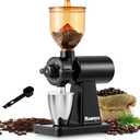 Huanyu Coffee Grinder Electric with Closed Grinding System - 8 Adjustable Settings, Flat Burr Coffee Grinders Anti-Static Design for Dust-Free Home Use