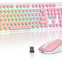 Backlit Pink Keyboard and Mouse Wireless, 2.4GHz Light Up Typewriter Rechargeable Quiet Keyboard Cordless with USB Receiver for PC/Laptop(Pink)