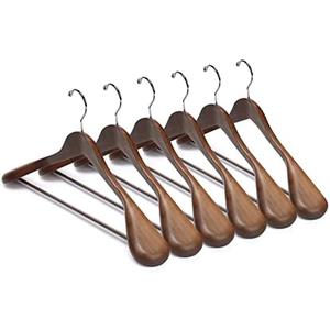 Nature Smile Luxury Wooden Suit Hangers 12 Pack Wood Coat Hangers Jacket Outerwear Shirt Hangers,with Extra-Wide Shoulder, 360 Degree Swivel Hooks & Anti-Slip Bar with Screw(Retro Color)