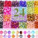 XSEINO 1200PCS 6mm Glass Beads Kit, 24 Assorted Crack Series Colorful Crystal Beads for Jewelry Making and DIY Crafts, Friendship Bracelets