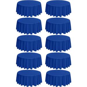 Royal Blue 10-Pack Round Polyester Table Cover - 120 Inch, Stain & Wrinkle Resistant, Perfect for Wedding Banquets & Parties