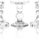 Unity Candle Holder - Glass Candle Holder for Pillar Candle and Taper Candle, Clear Unity Candle Holder Set of 3, Decorative Candlestick Holder Glass Candle Stand for Wedding Table Centerpiece Dinning