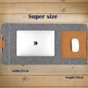 Extended Desk Mat  Large Felt & Leather Desk Protector with Pen Holder, Cable Organizer, and Smooth Mouse Area for Office Use