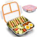 Palksky Lunch Box Containers Stainless Steel, Bento Lunch Box for Adults Men Women, 3-Compartments Metal Food Storage Containers with Leakproof Lids for Travel Picnics Office (1 Pack)