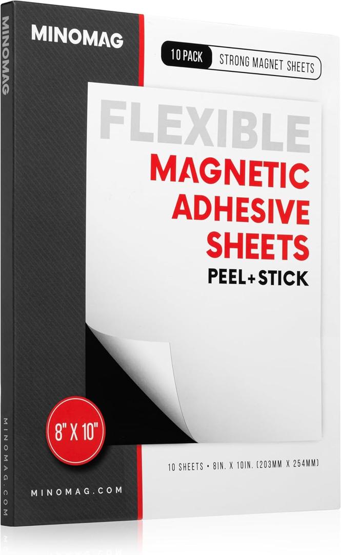 10pk Magnetic Sheets with Adhesive Backing 8x10 inch | Cut to Size Magnet Sheets for Dies, Photos, Stamps, Crafts